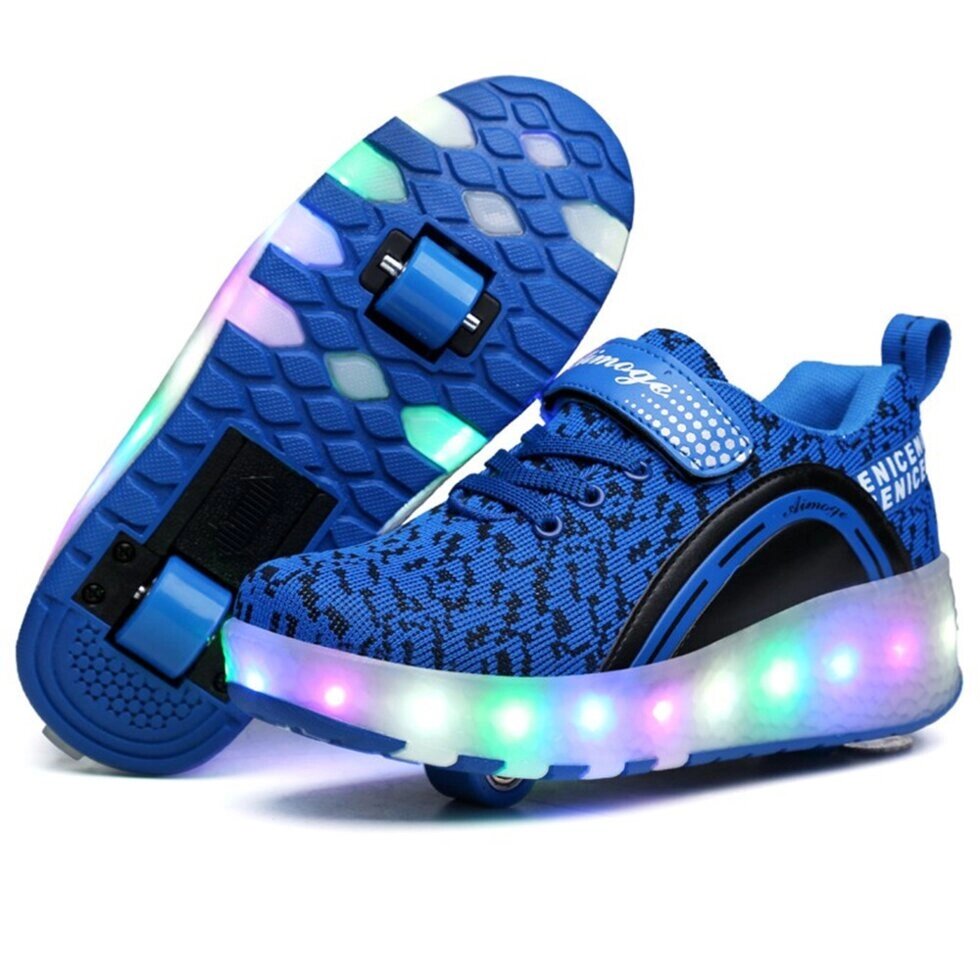 Роликовые кроссовки Aimoge LED Light Blue Black - Казахстан