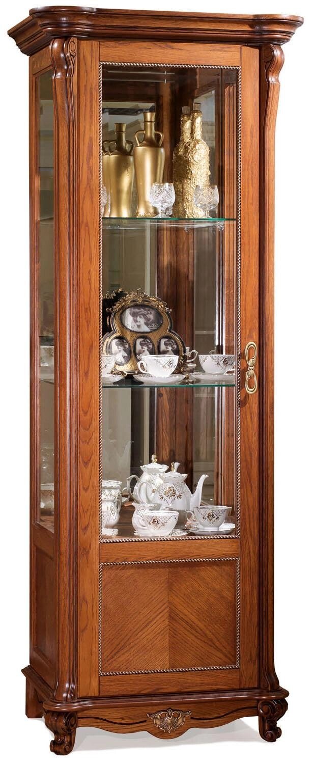 Шкаф-витрина «Алези» П1.350.0.08-01 (П350.08-01), массив дуба, Античная бронза Пинскдрев от компании VIDMEBEL - фото 1