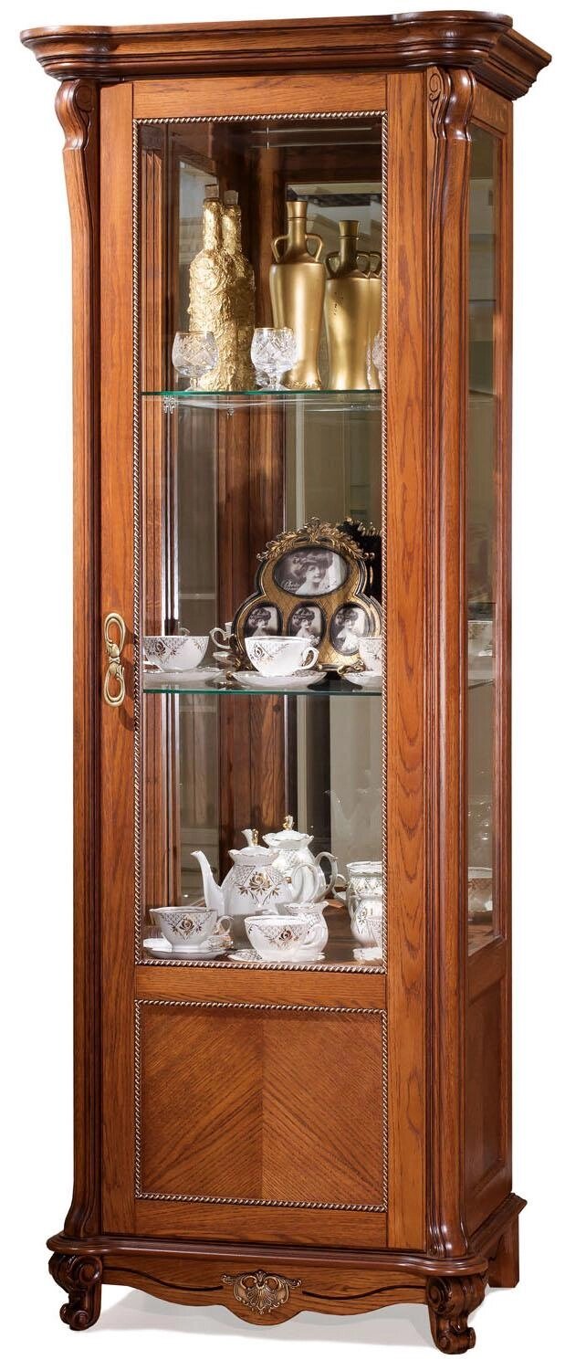 Шкаф-витрина «Алези» П1.350.0.08 (П350.08), ДСП+шпон, Античная бронза Пинскдрев от компании VIDMEBEL - фото 1