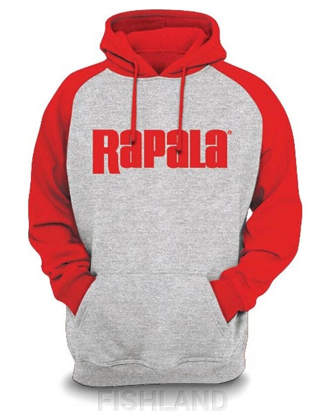 Толстовка RAPALA Sweatshirt серая с красными рукавами M - опт