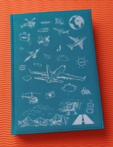 Ежедневник недатированный с изображением авиационных символов, голубой цвет