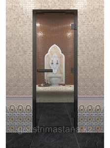 Дверь для хамам "в черном профиле" 1900, бронза матовая, 800