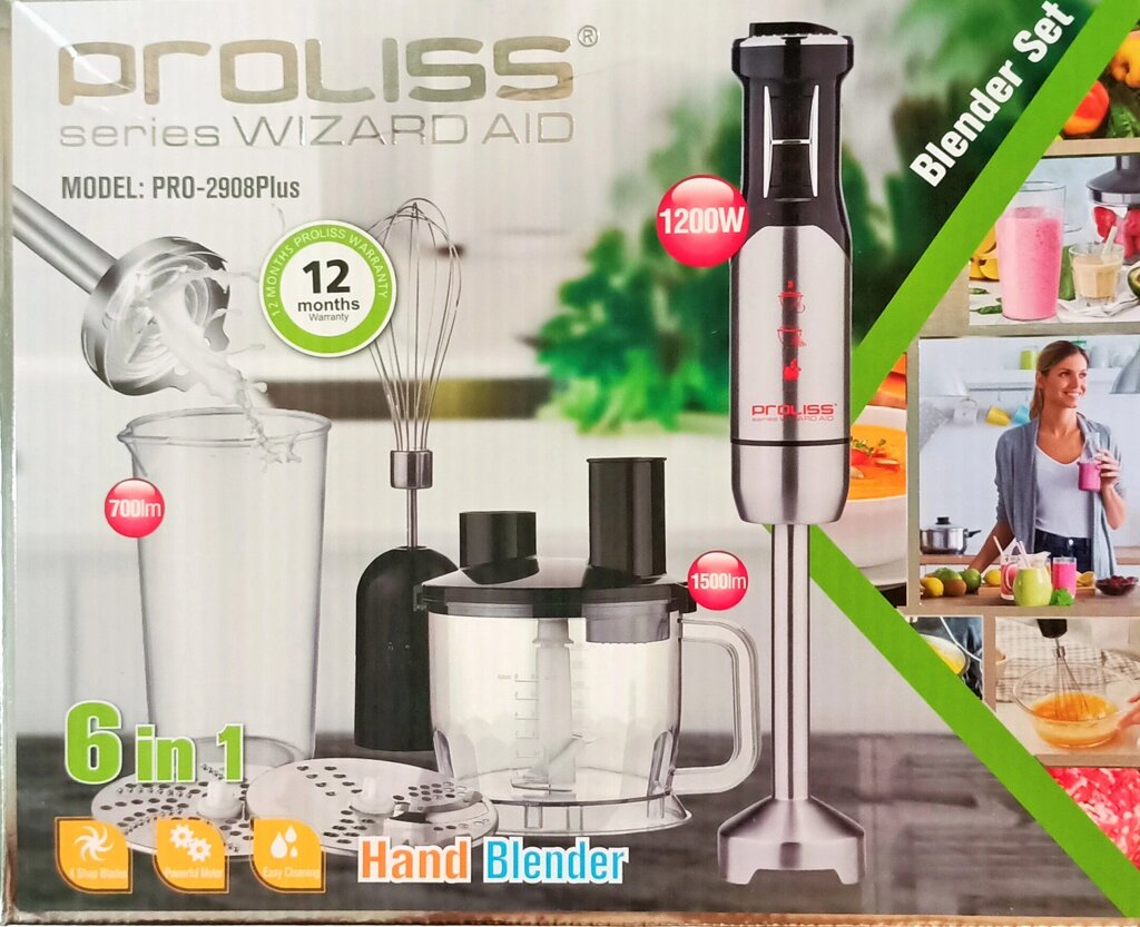Блендер погружной Proliss PRO-2908Plus, 1000W, 6 в 1 - преимущества