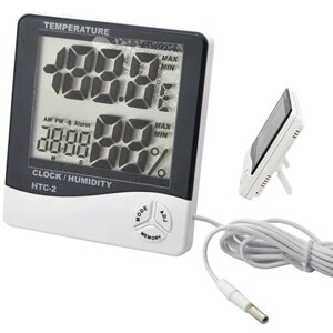 Цифровой термометр с функцией гидрометра и часами GW-1888