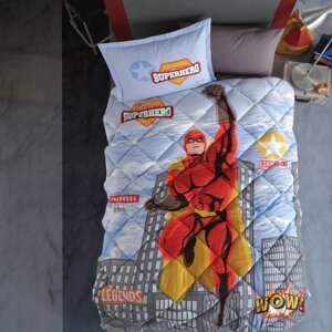 Набор детского постельного белья с одеялом Ранфорс Clasy GW SUPERHERO 01 (1,5 спальное) Blue Турция