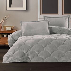 Одеяло двуспальное (195х215см) с наволочками (50х70 2шт) Clasy Gray Fluffy V13