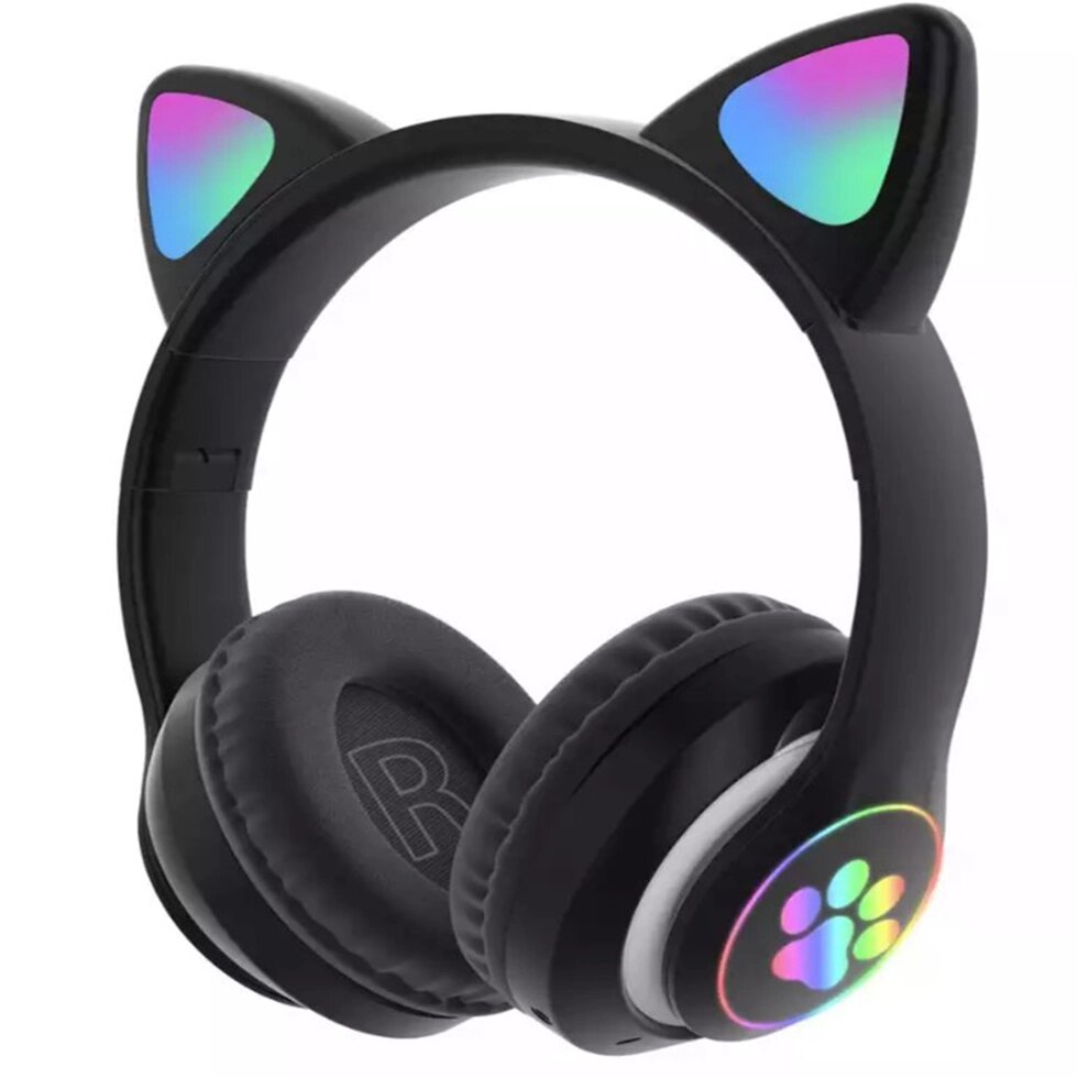 Наушники беспроводные со светящимися ушками Cat Ear P33M черный - розница