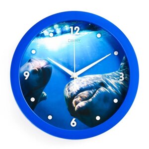 Часы настенные, d-28 см, интерьерные 'Дельфин'бесшумные
