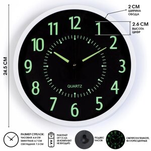 Часы настенные, серия Интерьер, Ходики'дискретный ход, светящиеся, 1АА, 24.5 х 24.5 см