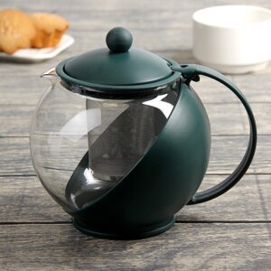 Чайник стеклянный заварочный 'Забота'1,25 л, с металлическим ситом, цвет МИКС