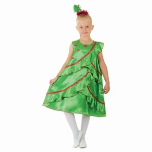 Карнавальный костюм 'Ёлочка атласная'платье, ободок, р-р 28, рост 104 см