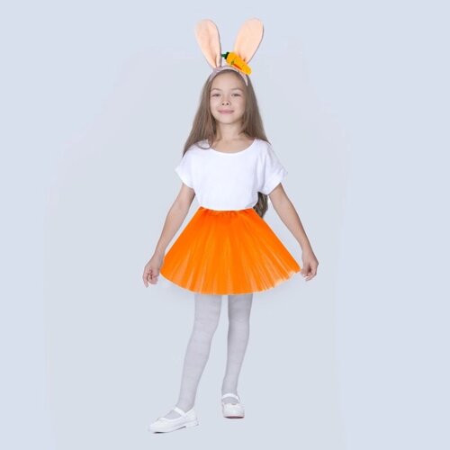 Карнавальный набор 'Зайка с морковкой'ободок, юбка оранжевая, 3-7 лет