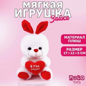 Мягкая игрушка 'Я тебя люблю'зайчик, с сердечком, 17 см, виды МИКС