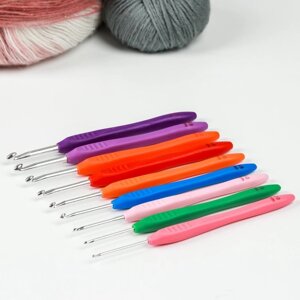 Набор крючков для вязания, d 2-6 мм, 16 см, 9 шт, цвет разноцветный