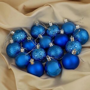 Набор шаров пластик d-5 см, 16 шт 'Звёздная ночь' синий