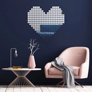 Наклейки интерьерные 'Сердечки'зеркальные, декор на стену, 261 эл, размер эл 2 х 2 см