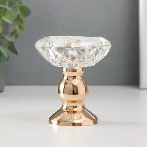 Подсвечник металл, стекло на 1 свечу 'Кристальная чаша. Фигурный' d 5 см золото 8х8х9 см