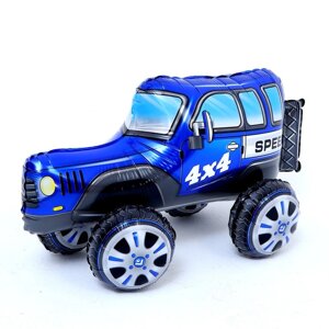 Шар фольгированный 26'Джип с колёсами'цвет синий
