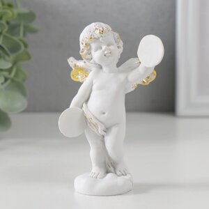 Сувенир полистоун 'Белоснежный ангел с музыкальными тарелками' 10,2х7х5 см