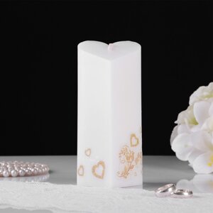 Свеча свадебная 'Сердце'6,8х15 см, белая, домашний очаг