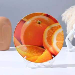 Тарелка декоративная 'Сочный апельсин'настенная, D 17,5 см