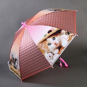 Зонт детский 3Д 'Модная кошечка'D80 см
