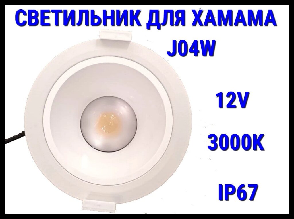Светильник потолочный для Турецкого хаммама J04W 3000K (Встраиваемый спот, LED, 12V, 15 Вт, IP67) - фото