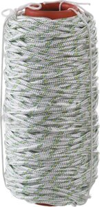 Фал плетёный капроновый с сердечником, СИБИН, 100 м, 6 мм, 16-прядный, 650 кгс (50220-06)