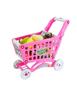 Игрушечная продуктовая тележка Shopping Cart BOHUI {83 предмета}Розовый)