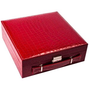 Кейс-шкатулка для ювелирных украшений «Драгоценный чемоданчик» с зеркалом и замочком (Коричневый)