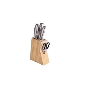 Набор кухонных ножей на деревяной подставке из 7 предметов Fissman (Стальной монолит)