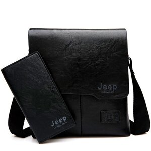 Набор мужской сумка + портмоне Jeep Buluo (Черный)