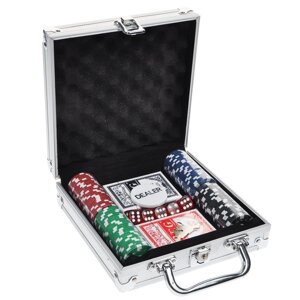 Набор в алюминиевом кейсе для игры в покер Poker Game Set Casino Size Chip (100 фишек)