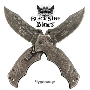 Нож складной дизайнерский Black Side Blades с рельефной рукоятью (Чудовище)