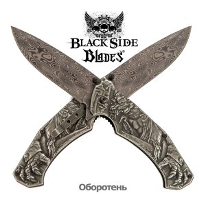 Нож складной дизайнерский Black Side Blades с рельефной рукоятью (Оборотень)