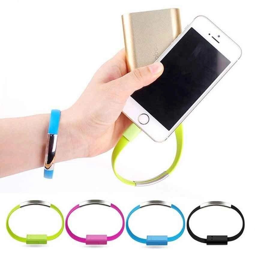 Кабель-браслет USB — micro. USB / Apple Lightning для Samsung / iPhone / iPad (Салатовый / USB-micro. USB) - акции