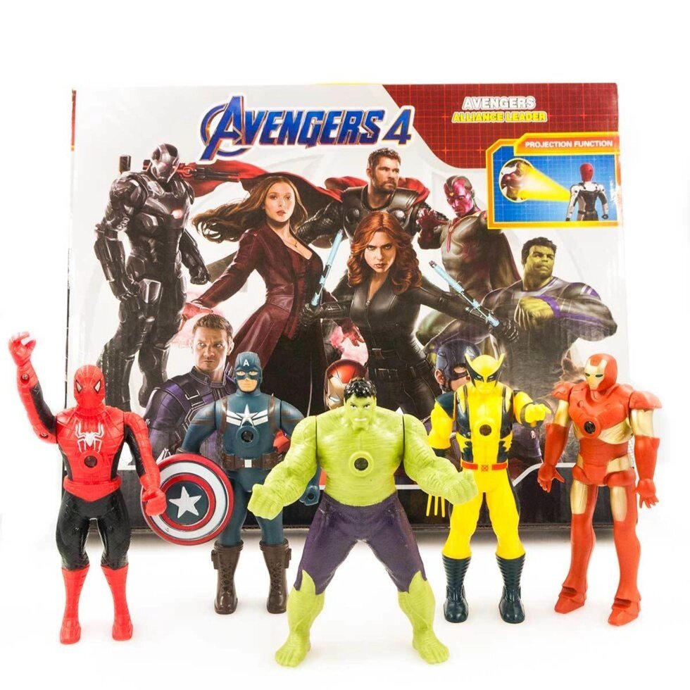 Набор фигурок супергероев Marvel со световыми проекторами «Мстители» AVENGERS - наличие