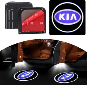 Проектор логотипа автомобиля на асфальт для дверей Welcome lamp {беспроводной комплект из 2шт. KIA)