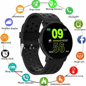 Умные часы-фитнес браслет FitPro MAX 119+Bluetooth, Android, iOS, IP67, датчик пульса и давления}Черный)
