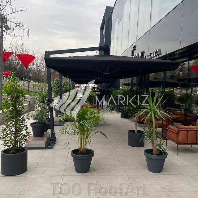 Зонт уличный 3,0*3,0м металлический на боковой опоре от компании ТОО RoofArt - фото 1