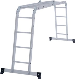 Четырехсекционная лестница-трансформер, стремянка, алюминиевая, шарнирная 4х4, нагрузка до 120 кг
