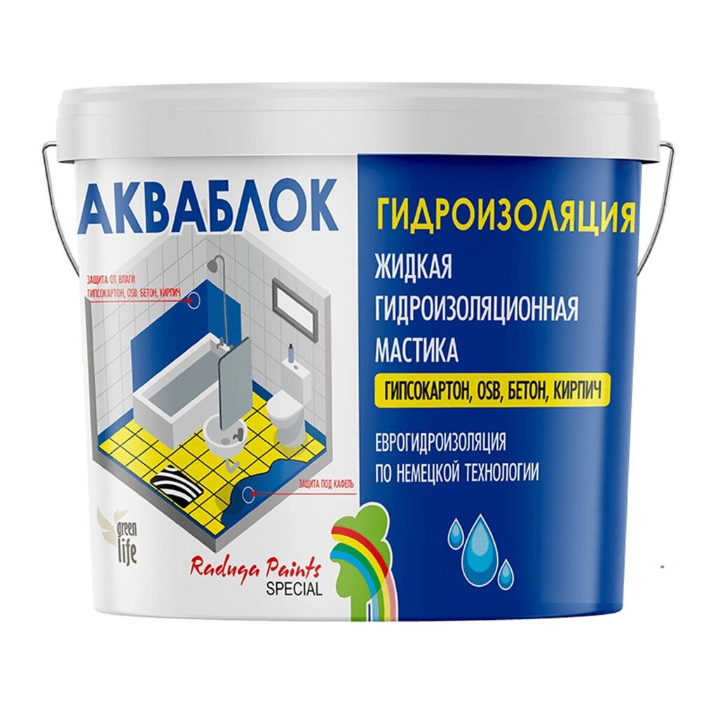Мастика гидроизоляционная "Aquablock" "Радуга-021" 7 кг от компании ИП Фомичев - фото 1