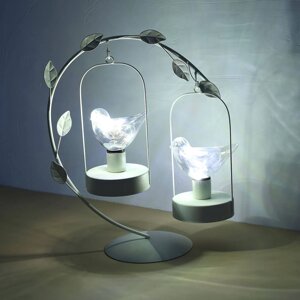 Светильник декоративный, 34 см, металл/стекло, белый, Птицы, Birds