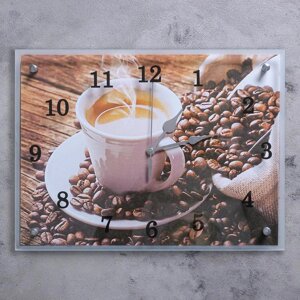 Часы-картина настенные, серия: Кухня, "Чашка кофе", 30х40 см