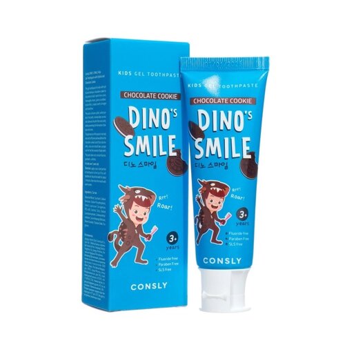 Детская гелевая зубная паста Consly DINO's SMILE c ксилитом и вкусом шоколадного печенья, 60