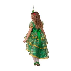 Карнавальный костюм «Ёлочка лучистая», платье, головной убор, р. 34, рост 134 см