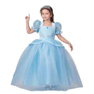 Карнавальный костюм «Принцесса Золушка», голубой, платье, диадема, рост 146–172 см
