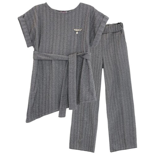 Комплект женский: жакет, брюки, размер 54, цвет серый