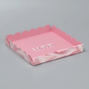 Коробка кондитерская с PVC крышкой «Шёлковая любовь», 21 х 21 х 3 см