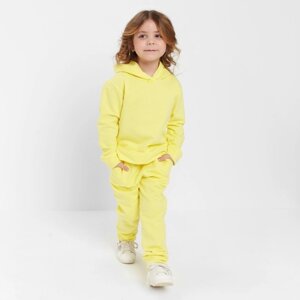 Костюм для девочки (толстовка, брюки) с НАЧЁСОМ, цвет жёлтый, рост 134 см